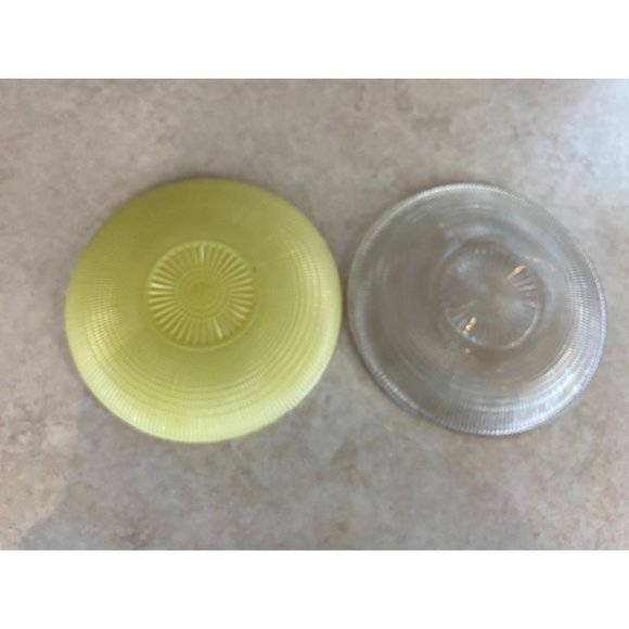 Pressed Glass Saucers One Clear And One Yellow Both 5.75" - Picture 2 of 6